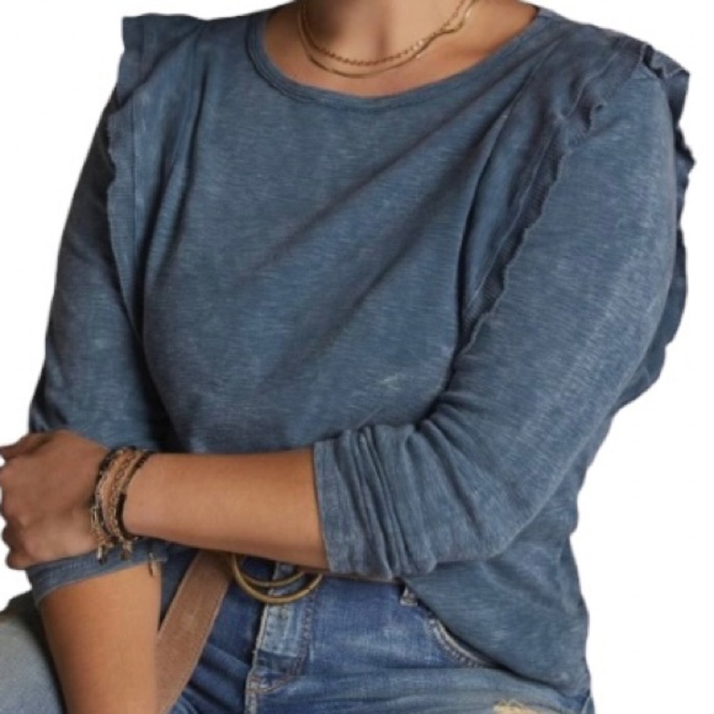 Anthropologie eri + ali Washed Ruffle Top Size 1X Plus